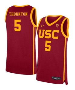 Men 5 Derryck Thornton USC Trojans Elite Basketball Men Jersey - Red