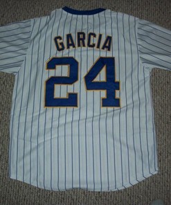 Men Avasail Garcia Milwaukee Brewers Unsigned Custom Pinstripe Throwback Pullover Sewn New Baseball Jersey