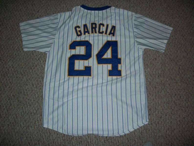 Men Avasail Garcia Milwaukee Brewers Unsigned Custom Pinstripe Throwback Pullover Sewn New Baseball Jersey