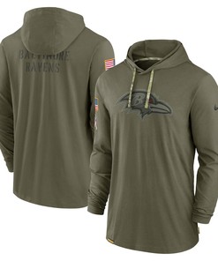Men Baltimore Ravens 2022 Salute to Service Tonal Pullover Hoodie - Olive