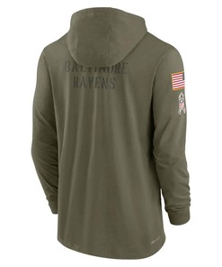 Men Baltimore Ravens 2022 Salute to Service Tonal Pullover Hoodie - Olive