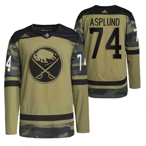 Men Buffalo Sabres Rasmus Asplund 2022 Military Appreciation Night Camo 74 Jersey Primegreen Jersey