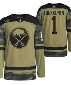 Men Buffalo Sabres Ukko-Pekka Luukkonen 2022 Military Appreciation Night Camo 1 Jersey Primegreen Jersey