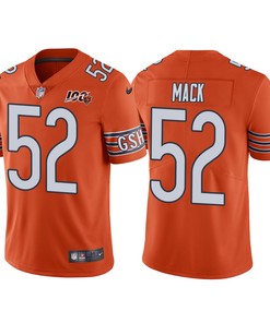 Men Chicago Bears 100th Anniversary Khalil Mack Orange Vapor Limited Jersey