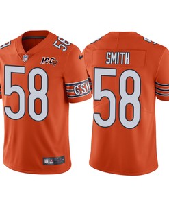 Men Chicago Bears 100th Anniversary Roquan Smith Orange Vapor Limited Jersey