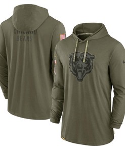 Men Chicago Bears 2022 Salute to Service Tonal Pullover Hoodie - Olive