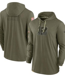 Men Cincinnati Bengals 2022 Salute to Service Tonal Pullover Hoodie - Olive