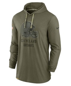 Men Cleveland Browns 2022 Salute to Service Tonal Pullover Hoodie - Olive