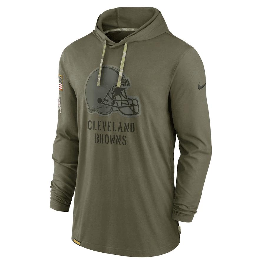 Men Cleveland Browns 2022 Salute to Service Tonal Pullover Hoodie - Olive