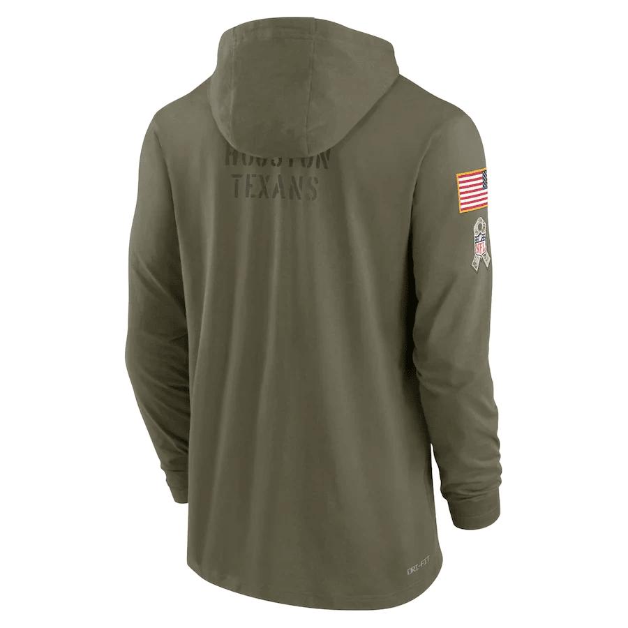 Men Houston Texans 2022 Salute to Service Tonal Pullover Hoodie - Olive