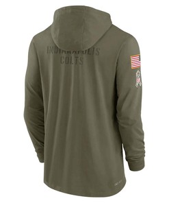 Men Indianapolis Colts 2022 Salute to Service Tonal Pullover Hoodie - Olive