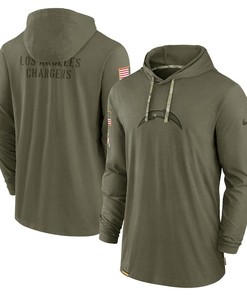 Men Los Angeles Chargers 2022 Salute to Service Tonal Pullover Hoodie - Olive