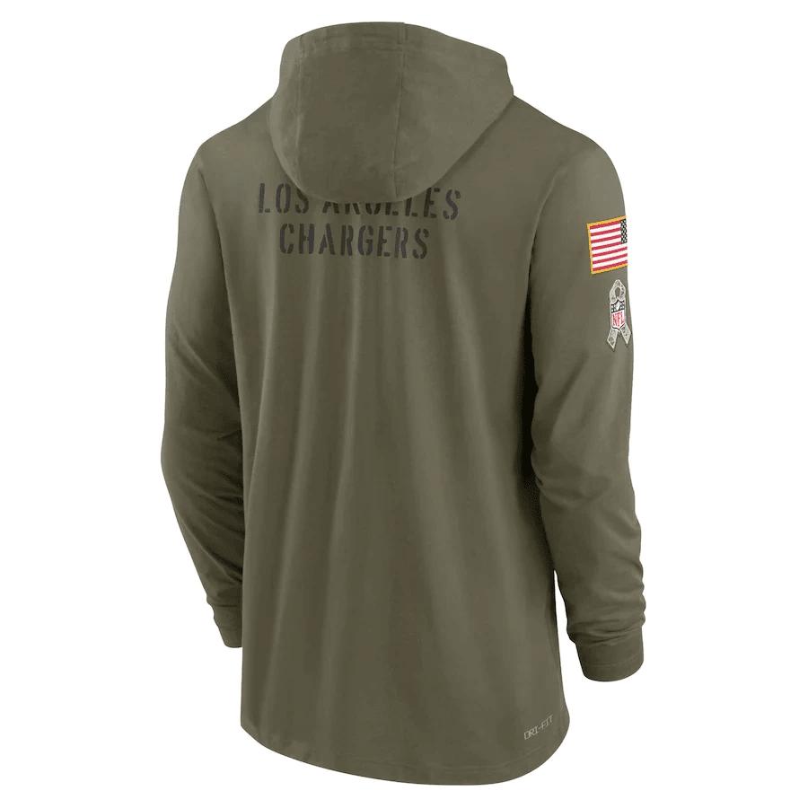Men Los Angeles Chargers 2022 Salute to Service Tonal Pullover Hoodie - Olive
