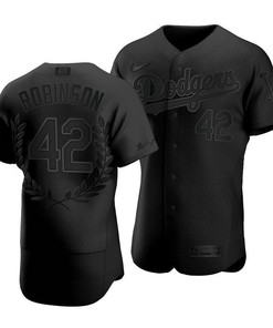 Men Los Angeles Dodgers Jackie Robinson 42 Jackie Robinson Day Platinum Edition Jersey Black