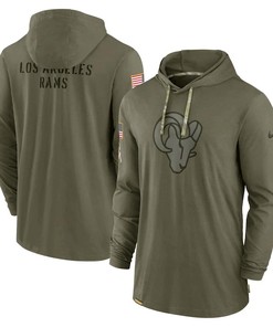 Men Los Angeles Rams 2022 Salute to Service Tonal Pullover Hoodie - Olive