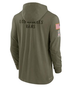 Men Los Angeles Rams 2022 Salute to Service Tonal Pullover Hoodie - Olive