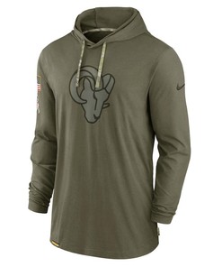 Men Los Angeles Rams 2022 Salute to Service Tonal Pullover Hoodie - Olive