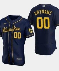 Men Milwaukee Brewers Customized 2020 Navy 50th Anniversary Jersey