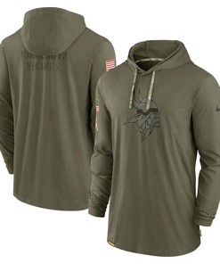 Men Minnesota Vikings 2022 Salute to Service Tonal Pullover Hoodie - Olive