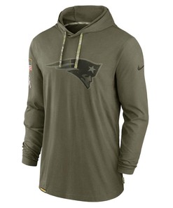 Men New England Patriots 2022 Salute to Service Tonal Pullover Hoodie - Olive