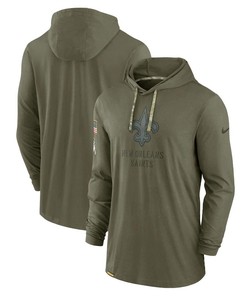 Men New Orleans Saints 2022 Salute to Service Tonal Pullover Hoodie - Olive