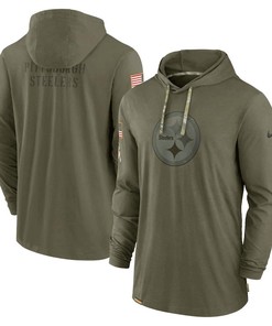 Men Pittsburgh Steelers 2022 Salute to Service Tonal Pullover Hoodie - Olive