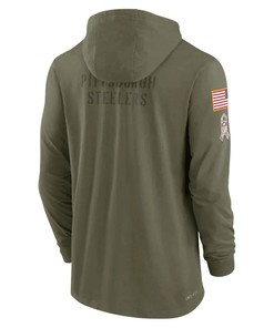 Men Pittsburgh Steelers 2022 Salute to Service Tonal Pullover Hoodie - Olive