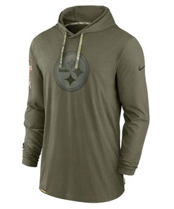 Men Pittsburgh Steelers 2022 Salute to Service Tonal Pullover Hoodie - Olive