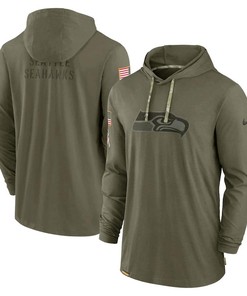 Men Seattle Seahawks 2022 Salute to Service Tonal Pullover Hoodie - Olive