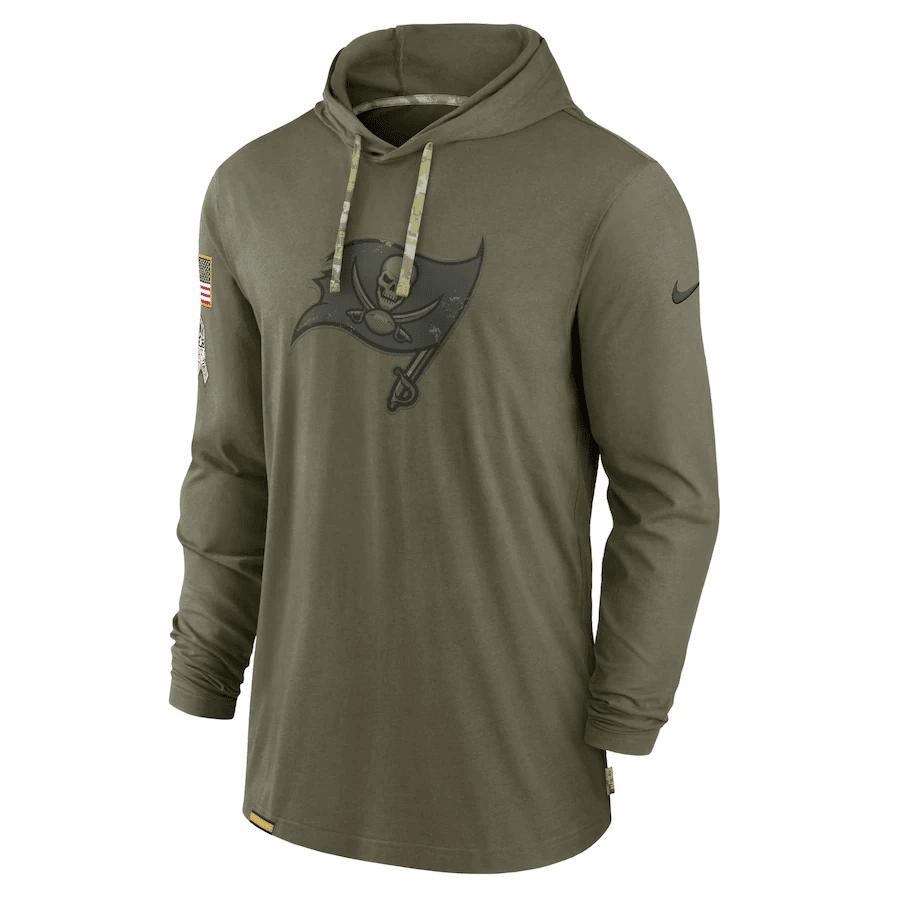 Men Tampa Bay Buccaneers 2022 Salute to Service Tonal Pullover Hoodie - Olive