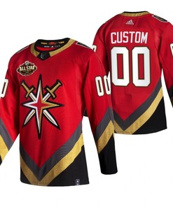 Men Vegas Golden Knights 00 Custom 2023 All-Star Red Jersey Reverse Retro Jersey
