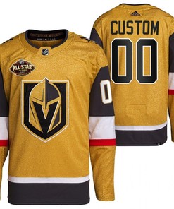Men Vegas Golden Knights 00 Custom Primegreen Gold Jersey 2023 All-Star Jersey