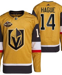 Men Vegas Golden Knights 14 Nicolas Hague Primegreen Gold Jersey 2023 All-Star Jersey