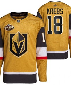 Men Vegas Golden Knights 18 Peyton Krebs Primegreen Gold Jersey 2023 All-Star Jersey