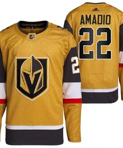 Men Vegas Golden Knights 22 Michael Amadio Home Gold Jersey 2023 Primegreen Jersey