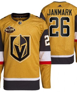 Men Vegas Golden Knights 26 Mattias Janmark Primegreen Gold Jersey 2023 All-Star Jersey