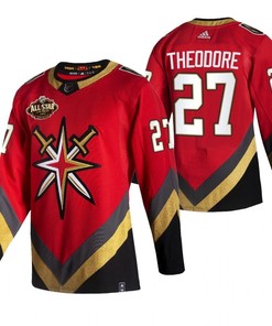 Men Vegas Golden Knights 27 Shea Theodore 2023 All-Star Red Jersey Reverse Retro Jersey