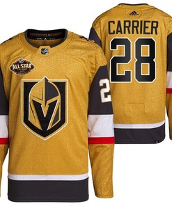 Men Vegas Golden Knights 28 William Carrier Primegreen Gold Jersey 2023 All-Star Jersey