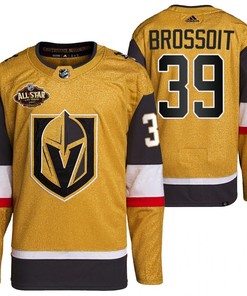 Men Vegas Golden Knights 39 Laurent Brossoit Primegreen Gold Jersey 2023 All-Star Jersey