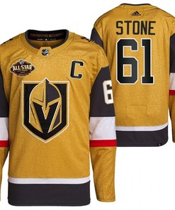Men Vegas Golden Knights 61 Mark Stone Primegreen Gold Jersey 2023 All-Star Jersey