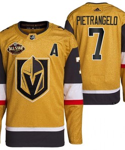 Men Vegas Golden Knights 7 Alex Pietrangelo Primegreen Gold Jersey 2023 All-Star Jersey