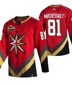 Men Vegas Golden Knights 81 Jonathan Marchessault 2023 All-Star Red Jersey Reverse Retro Jersey