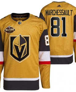 Men Vegas Golden Knights 81 Jonathan Marchessault Primegreen Gold Jersey 2023 All-Star Jersey