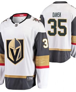 Men Vegas Golden Knights Oscar Dansk 35 Away Breakaway Player White Jersey Jersey