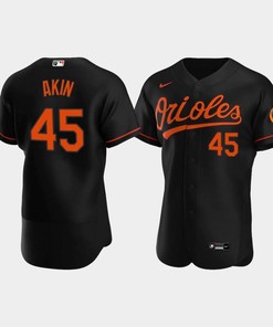 Men's Baltimore Orioles 45 Keegan Akin Black Alternate Jersey