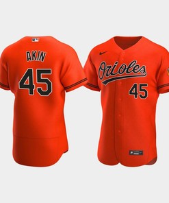 Men's Baltimore Orioles 45 Keegan Akin Orange Alternate Jersey