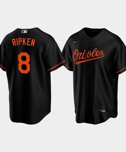 Men's Baltimore Orioles 8 Cal Ripken Jr. Black Alternate Jersey