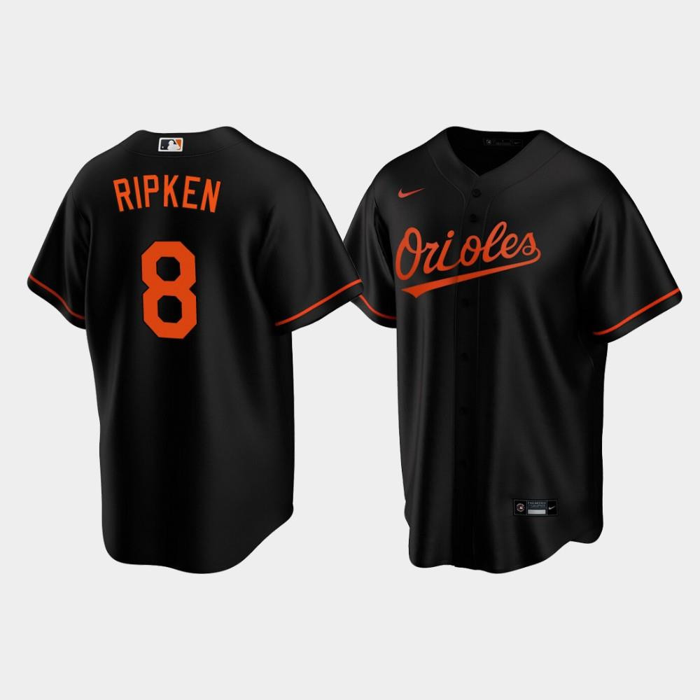 Men's Baltimore Orioles 8 Cal Ripken Jr. Black Alternate Jersey