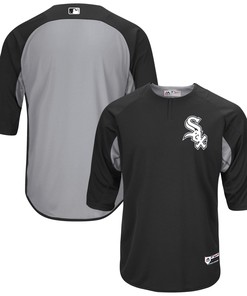 Men's Black/Gray Chicago White Sox Collection On-Field 3/4-Sleeve Batting Practice Jersey