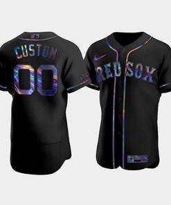 Men's Boston Red Sox 00 Custom Black Golden Edition Holographic Jersey
